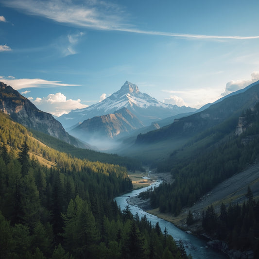 Serene mountain view acrylic poster